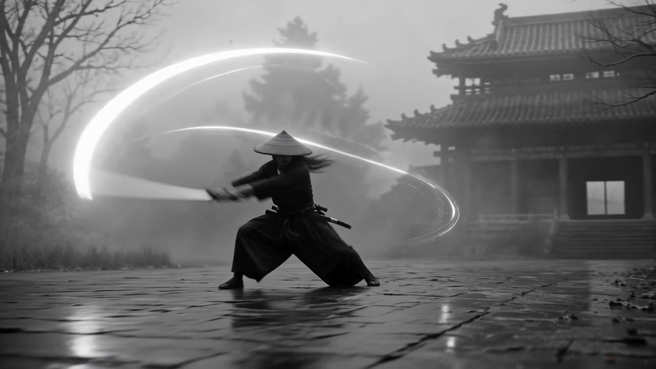 A cinematic figure in an atmospheric story world